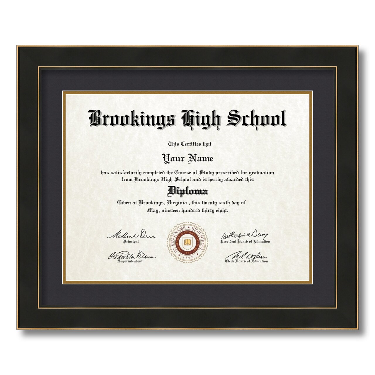 ArtToFrames 13x17 inch Diploma Frame - Framed with Black and Gold Mats, Comes with Regular Acrylic and Sawtooth Hanger for Wall Hanging (D-13x17)